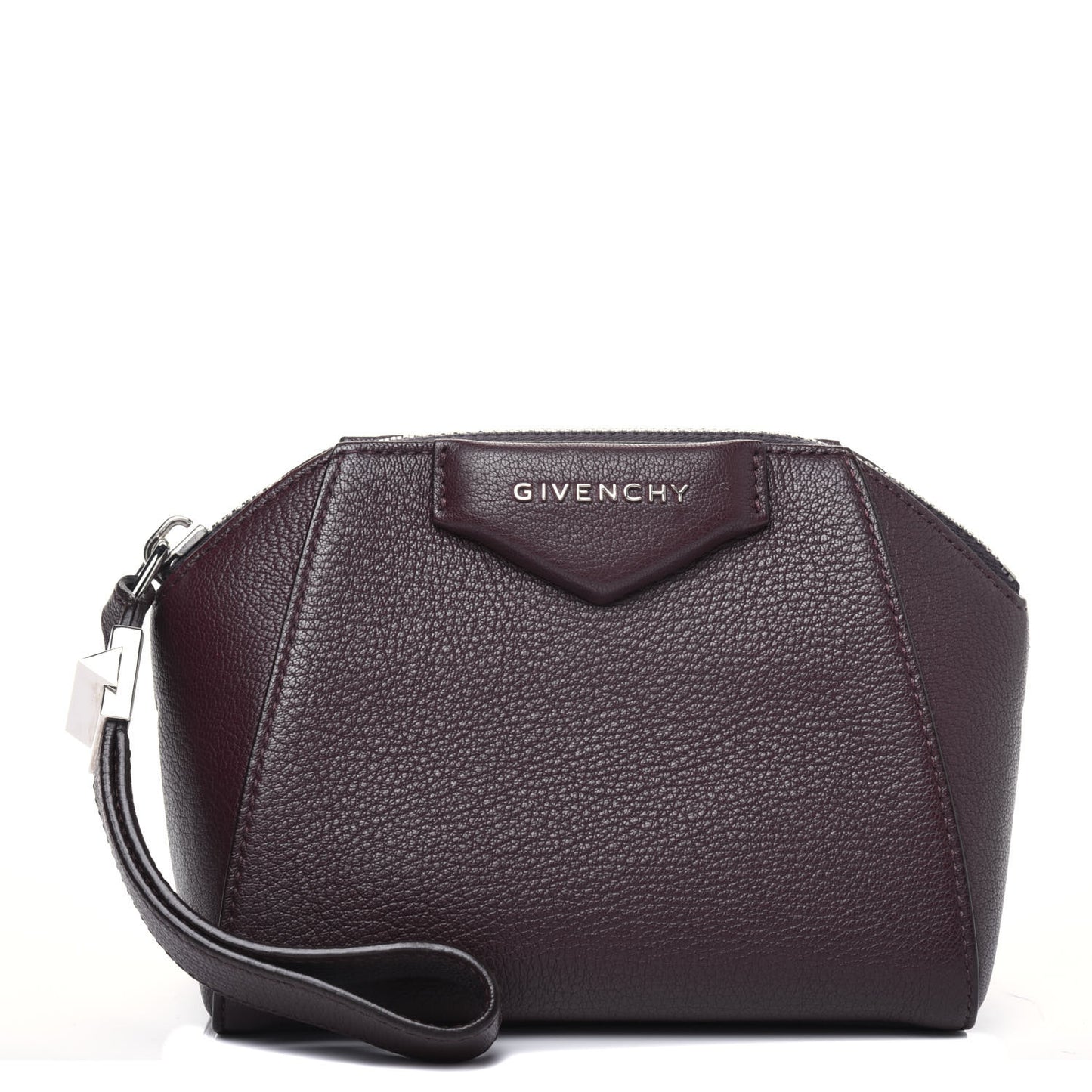 Sugar Goatskin Small Antigona Beauty Wristlet Oxblood