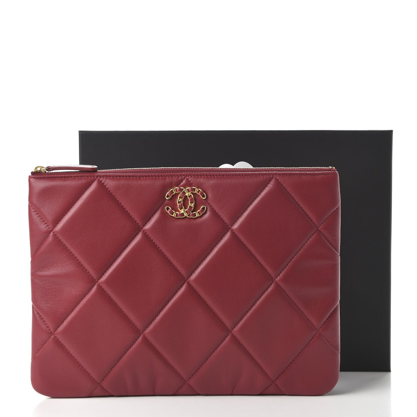 Goatskin Quilted Large 19 Cosmetic Case Red
