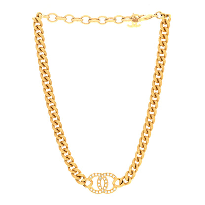 Chanel Crystal Chain Link CC Choker Necklace Gold 3 of 6