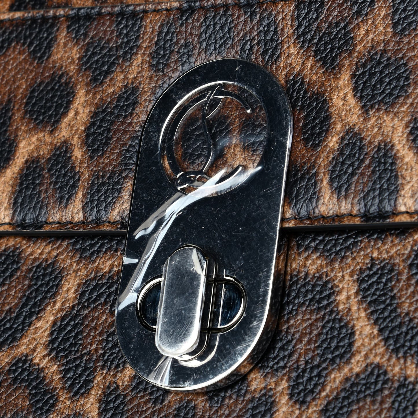Calfskin Leopard Elisa Baguette Brown