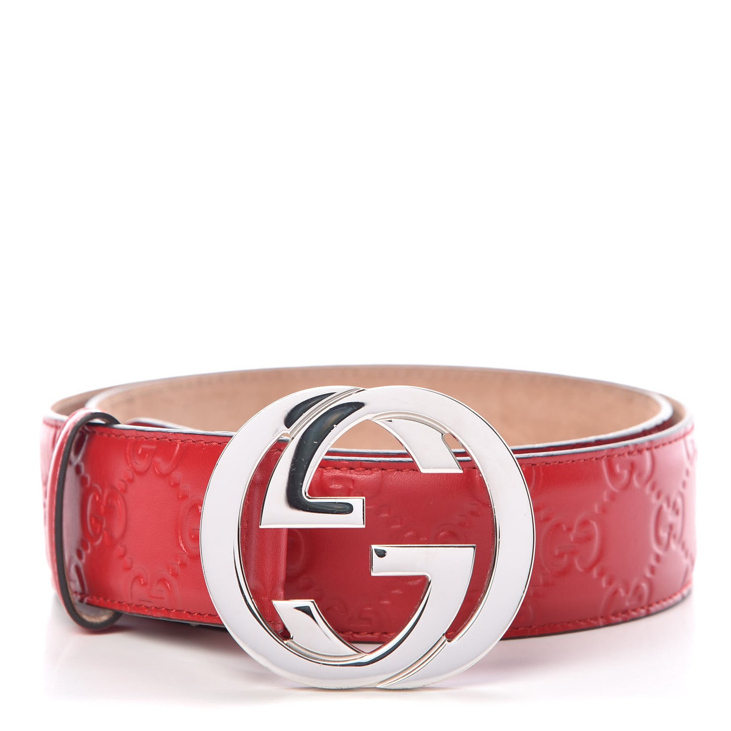 Guccissima Signature Interlocking G 40mm Belt 95 38 Hibiscus Red