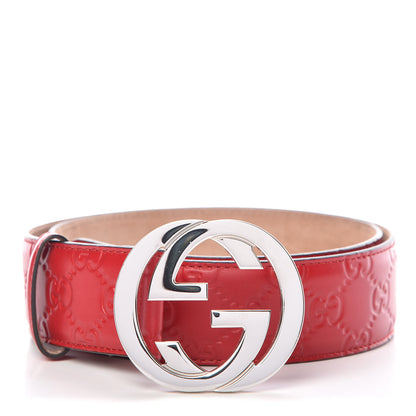 Gucci Guccissima Signature Interlocking G 40mm Belt 95 38 Hibiscus Red 1 of 7