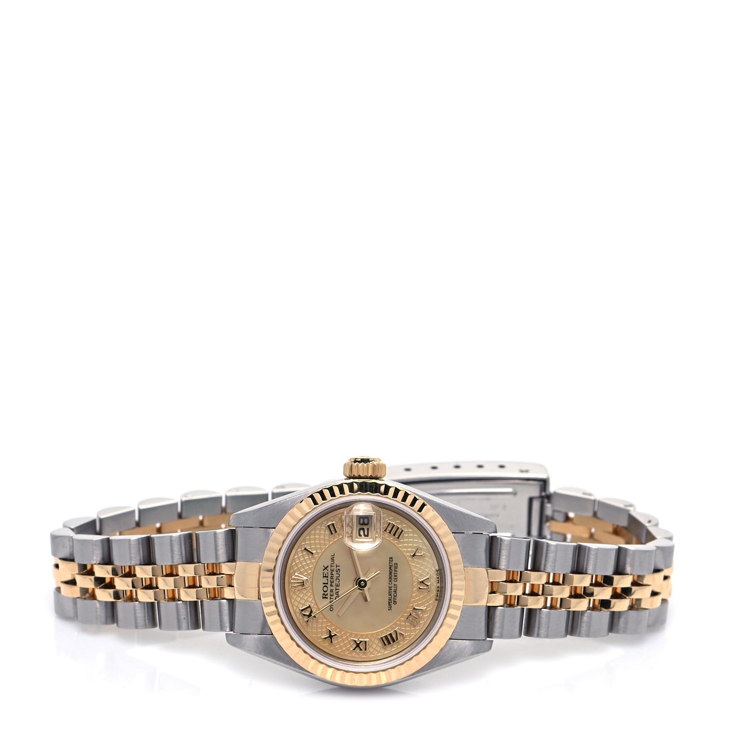 Stainless Steel 18K Yellow Gold Mother of Pearl 26mm Oyster Perpetual Datejust Watch Champagne 79173