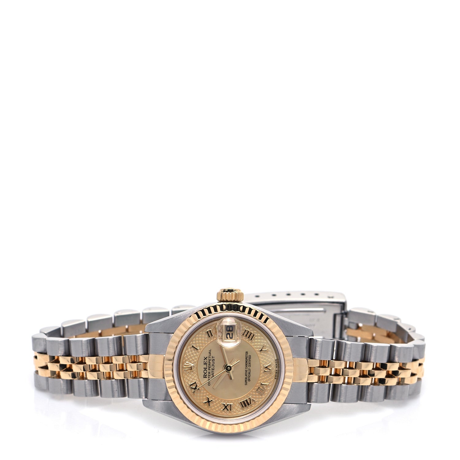 Rolex Stainless Steel 18K Yellow Gold Mother of Pearl 26mm Oyster Perpetual Datejust Watch Champagne 79173 3 of 9