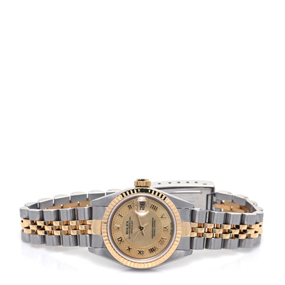 Rolex Stainless Steel 18K Yellow Gold Mother of Pearl 26mm Oyster Perpetual Datejust Watch Champagne 79173 3 of 9