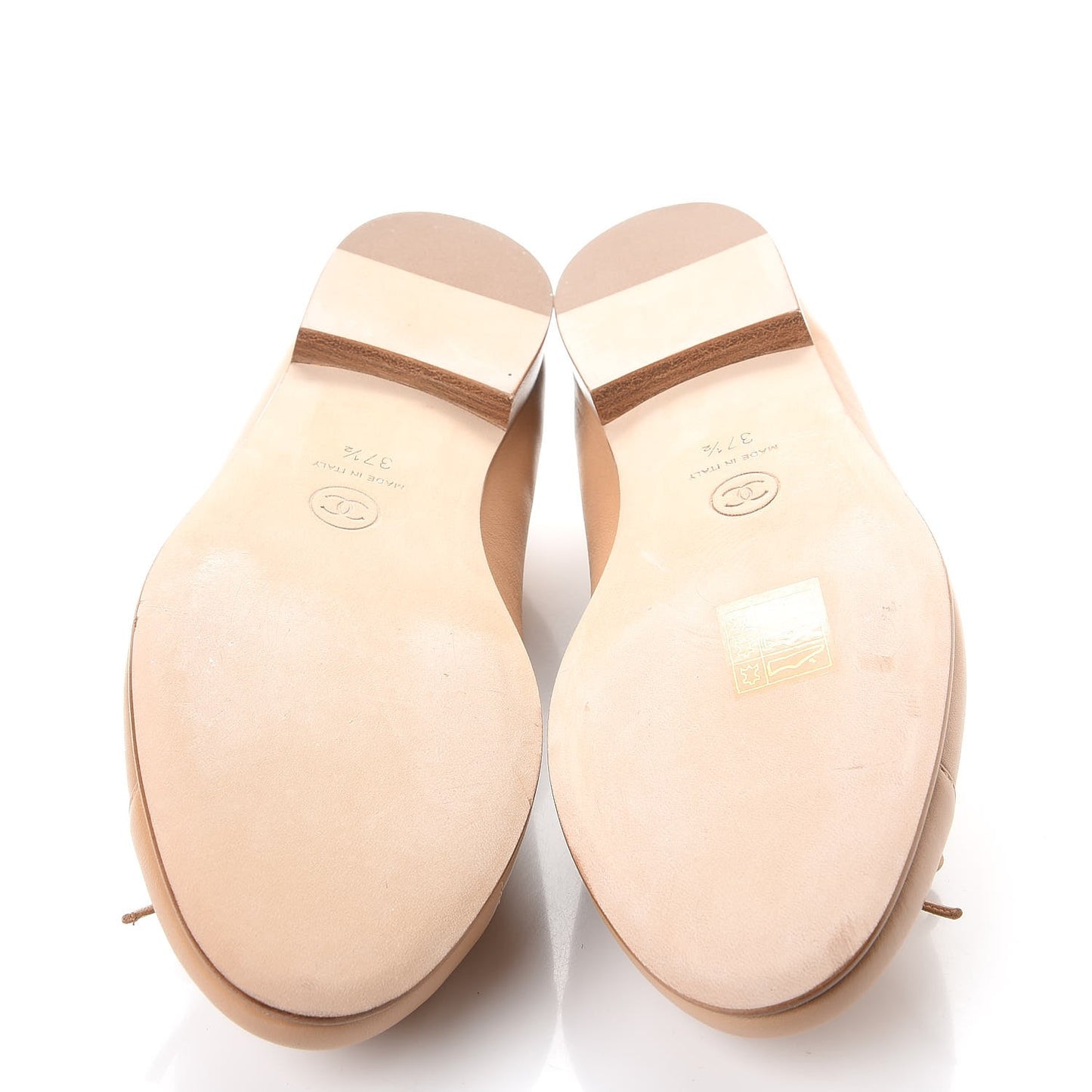 Lambskin Cap Toe CC Ballerina Flats 37.5 Dark Beige