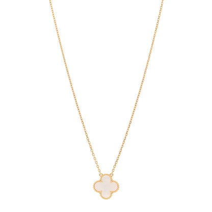 Van Cleef & Arpels 18K Yellow Gold Mother of Pearl Vintage Alhambra Pendant Necklace 1 of 5
