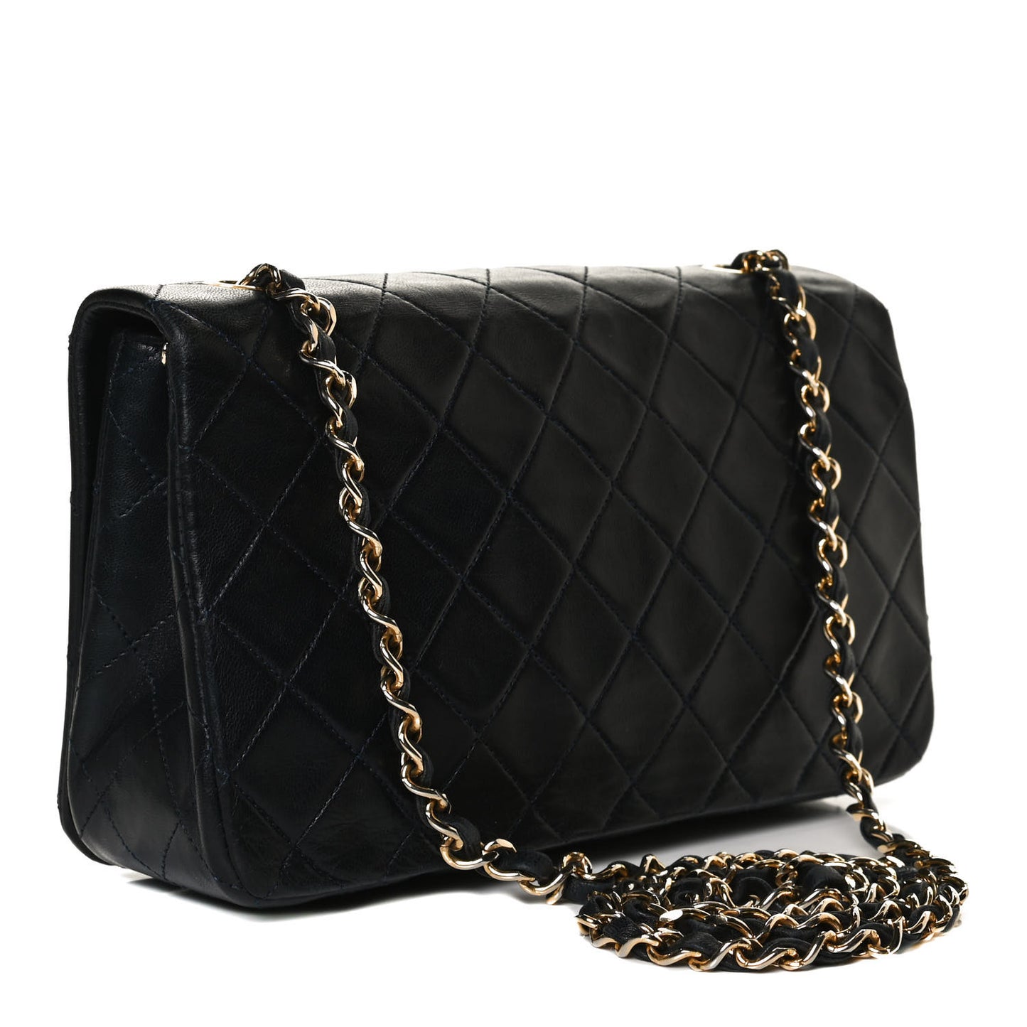 Aged Calfskin Quilted Medium Pondichery Flap Black
