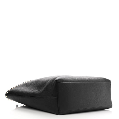 Valentino Garavani Grained Calfskin Rockstud Shoulder Tote Black 4 of 10