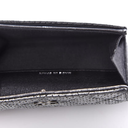 Chanel Metallic Calfskin Perforated Quilted Card Holder Grey 5 of 9