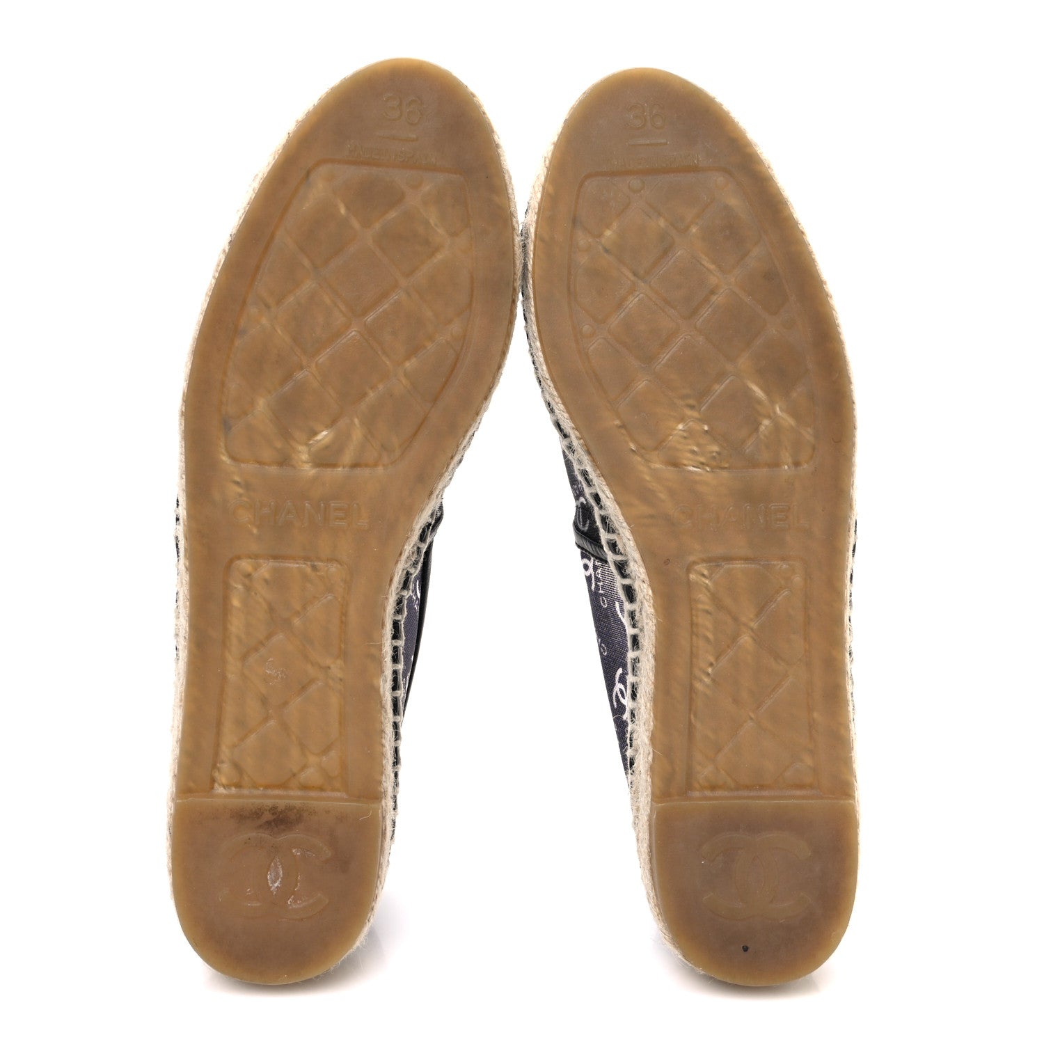 Chanel Mesh Grosgrain CC Espadrilles 36 Black White 7 of 9