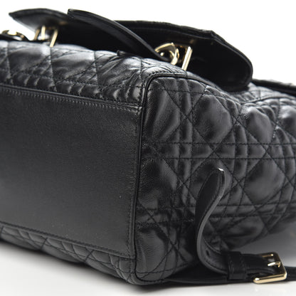 Christian Dior Lambskin Cannage Small Lucky Badge Stardust Backpack Black 7 of 8