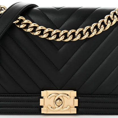 Chanel Lambskin Chevron Quilted Medium Boy Flap Black 8 of 11