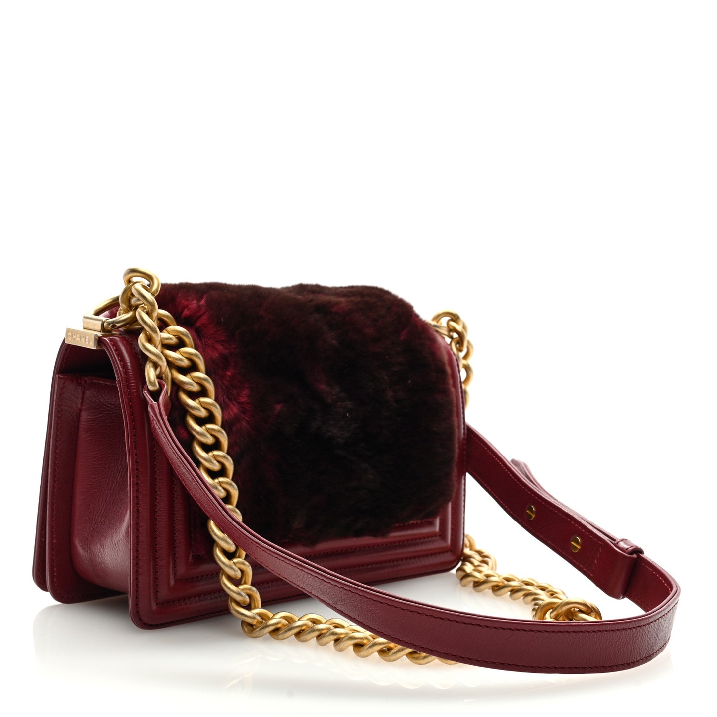 Orylag Rabbit Fur Calfskin Small Boy Flap Burgundy