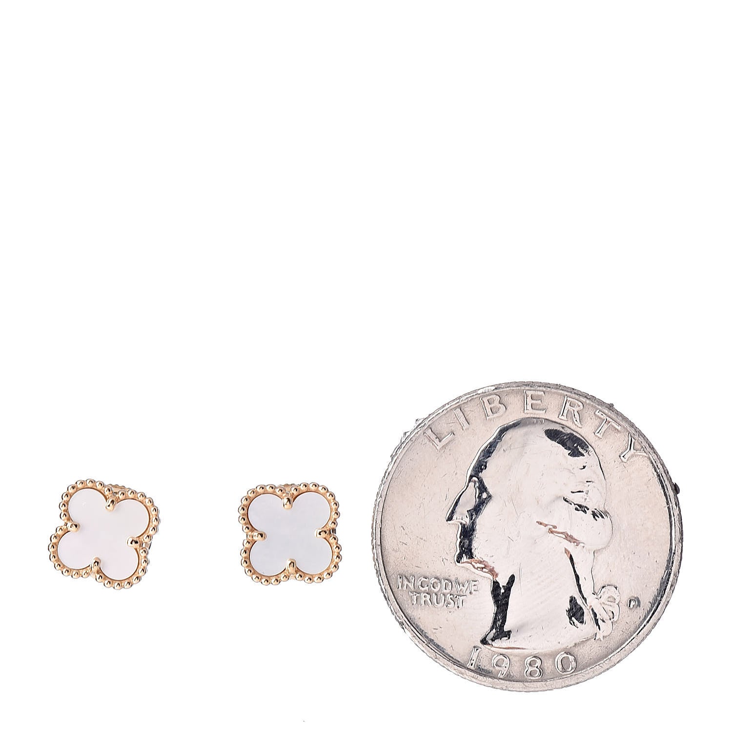 Van Cleef & Arpels 18K Yellow Gold Mother of Pearl Sweet Alhambra Earrings 2 of 4