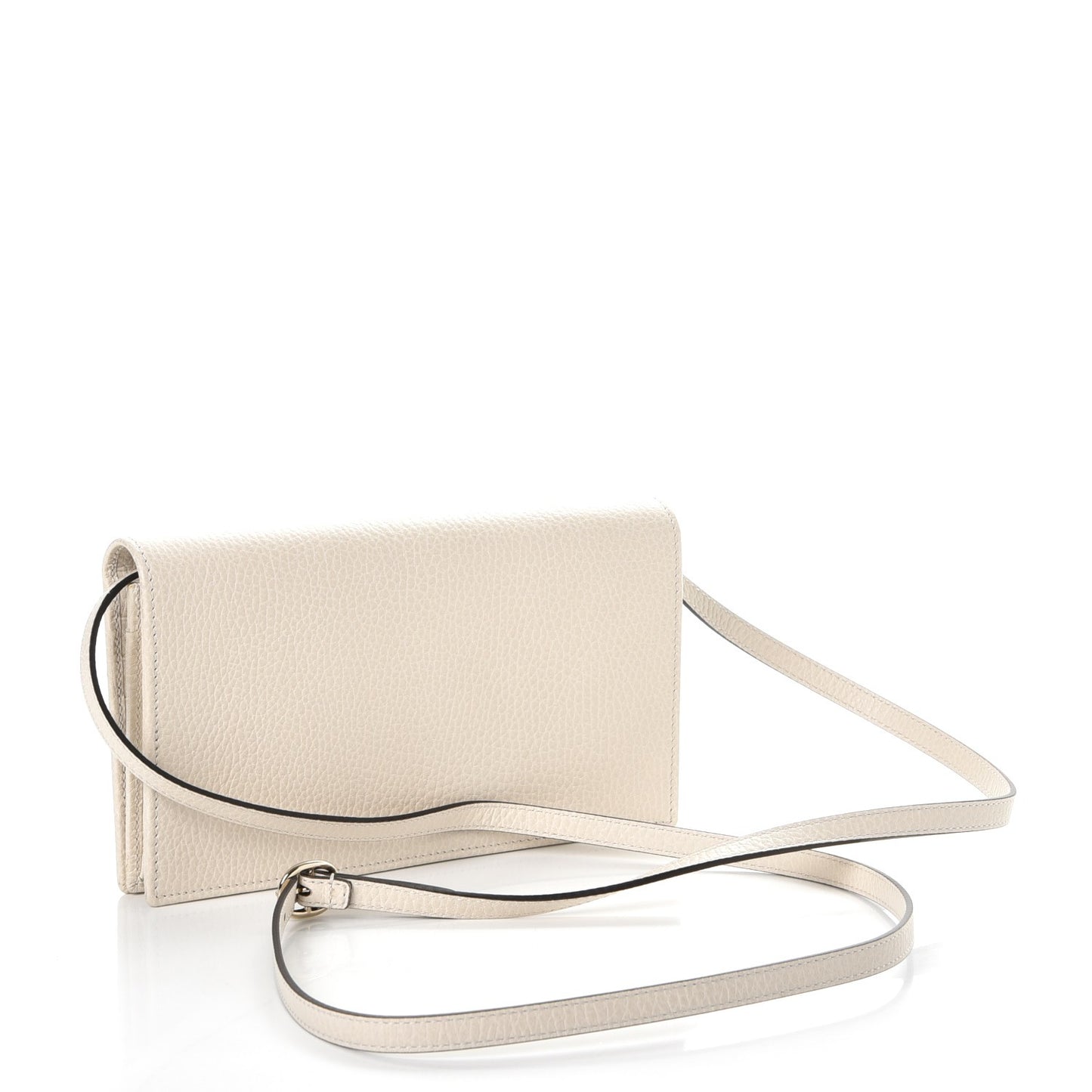 Dollar Calfskin Mini Swing Wallet Bag Mystic White