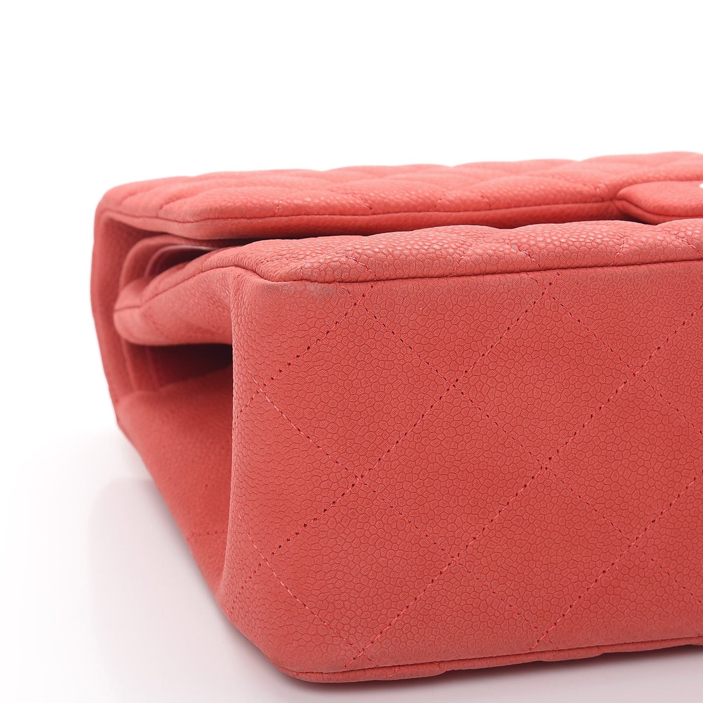 Iridescent Caviar Quilted Jumbo Double Flap Coral
