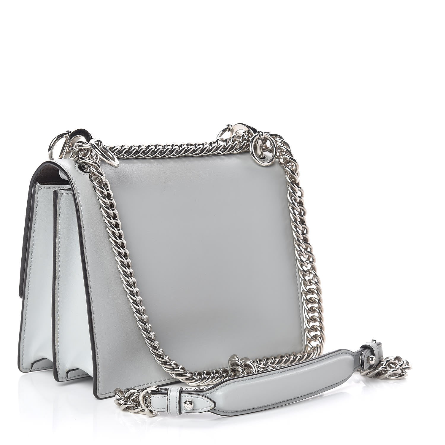 Fendi Vitello Liberty Fun Fair Metal Studded Small Kan I Shoulder Bag Grigio Perla Multicolor 3 of 11