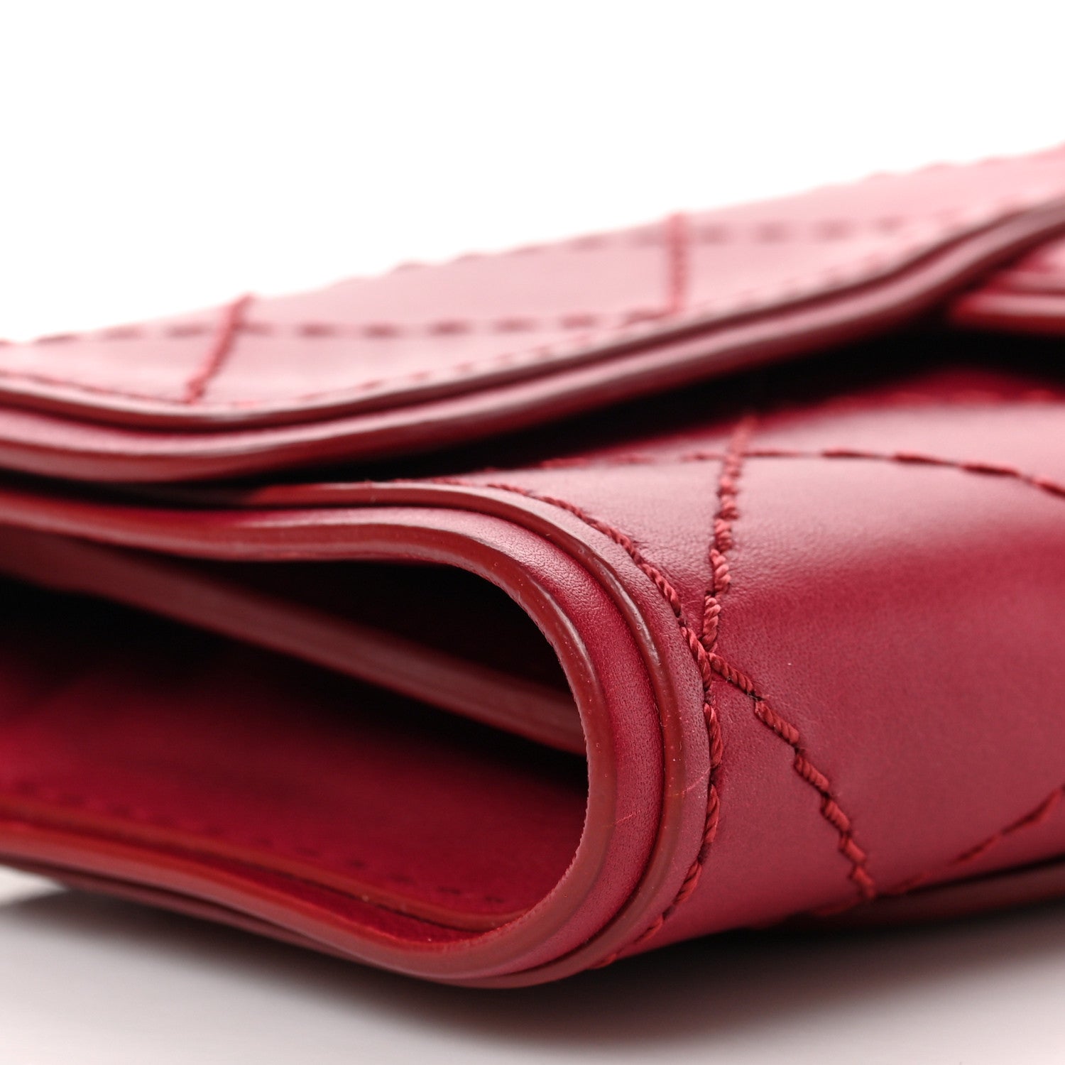 Chanel Calfskin Stitched Clutch Flap Red 7 of 8