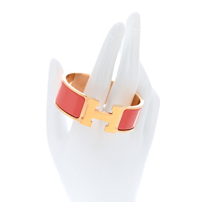 Hermes Enamel Wide Clic Clac H Bracelet GM Rouge Corail 2 of 6