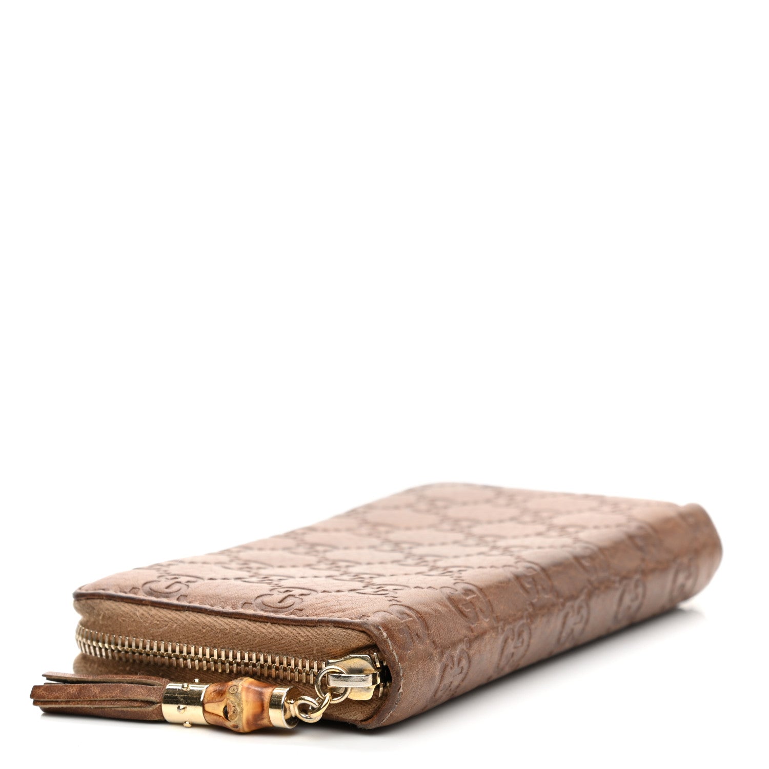 Gucci Guccissima Bamboo Tassel Zip Around Wallet Light Brown 4 of 9
