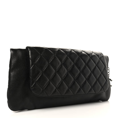 Chanel Lambskin Quilted Frame Clasp Flap Clutch Black 3 of 10