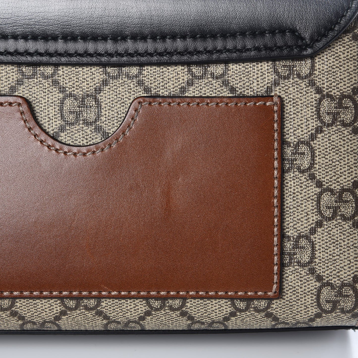 GG Supreme Monogram Calfskin Small Padlock Shoulder Bag Beige Black Cuir