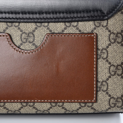 Gucci GG Supreme Monogram Calfskin Small Padlock Shoulder Bag Beige Black Cuir 9 of 11