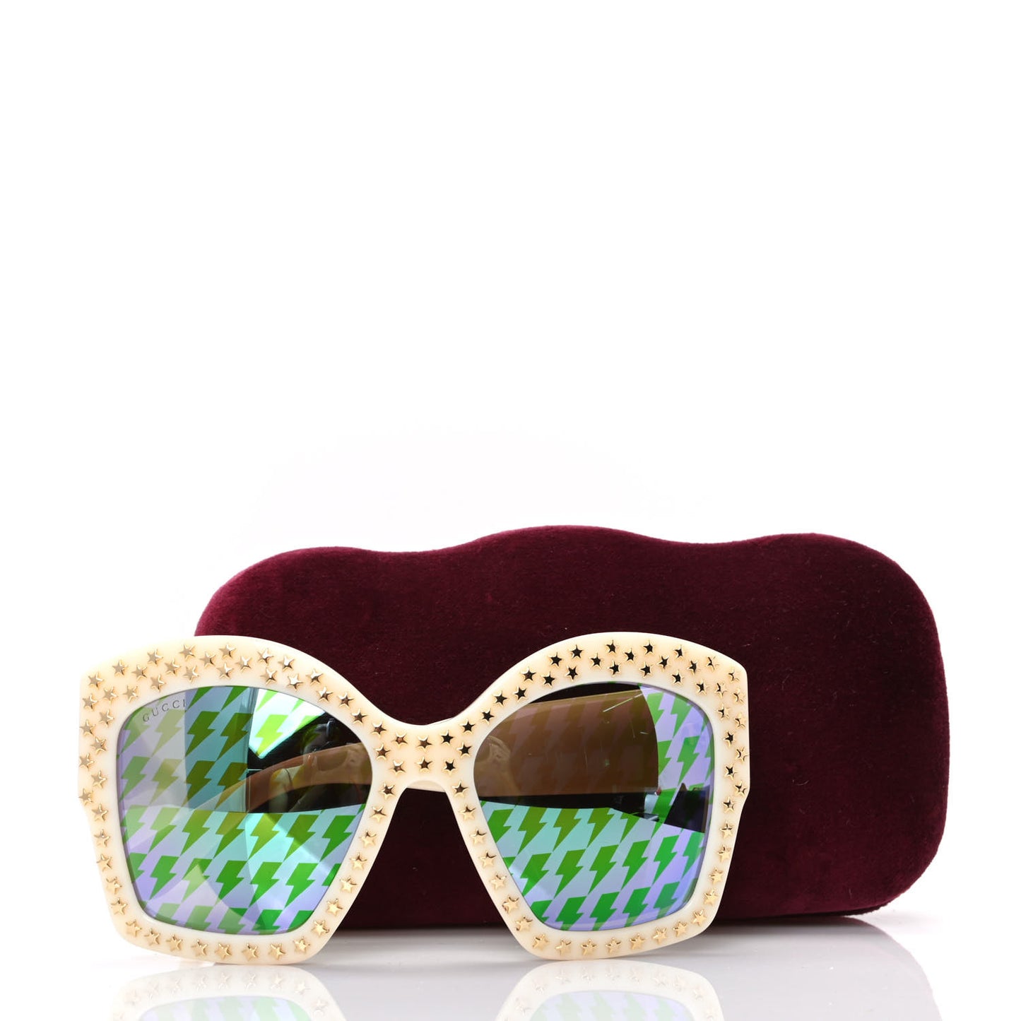 Square Frame Star Sunglasses GG 3870/S Ivory Gold