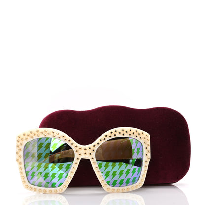 Gucci Square Frame Star Sunglasses GG 3870/S Ivory Gold 6 of 6