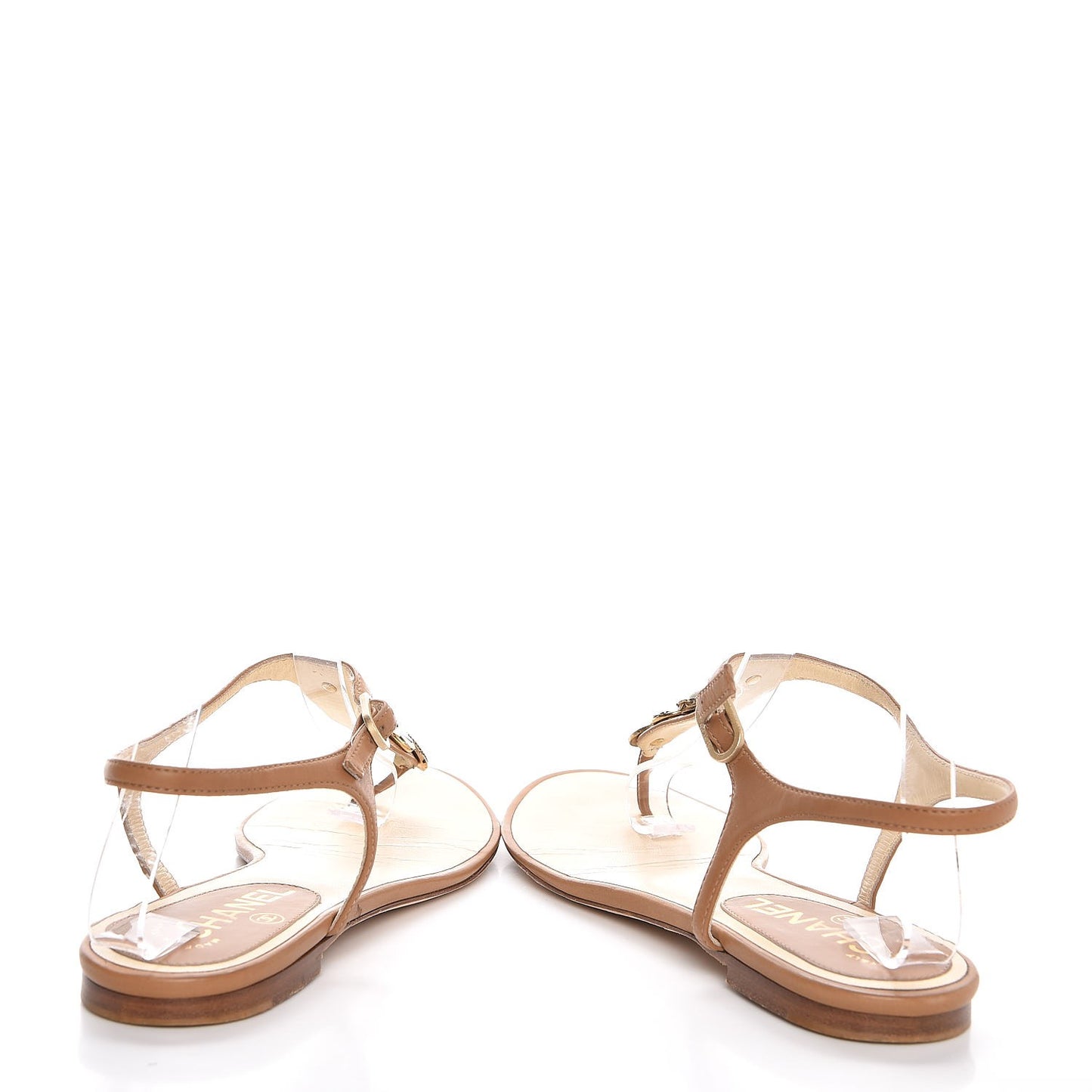Calfskin Medallion Thong Sandals 38 Beige