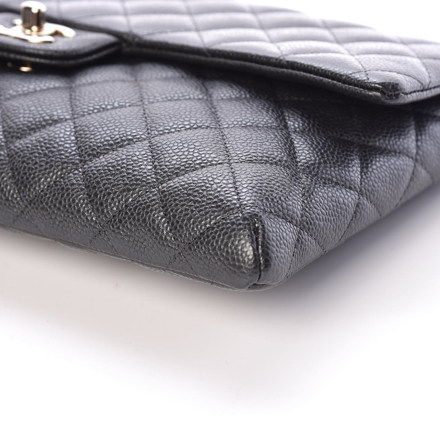 Caviar Quilted Clutch Dark Grey
