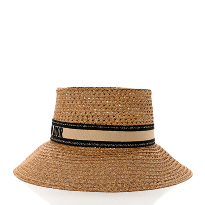 Christian Dior Straw Embroidered D-Bobby Large Brim Hat 59 Natural 4 of 9