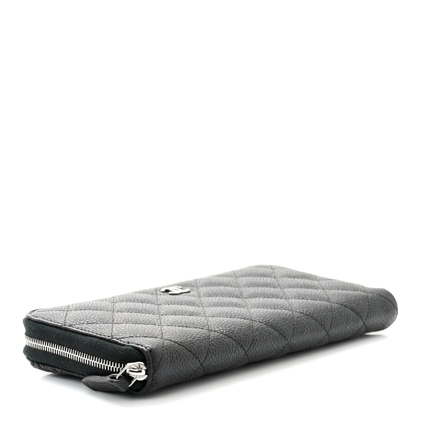 Caviar Quilted Large Gusset Zip Around Wallet Black