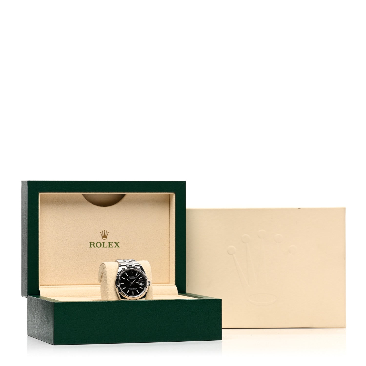 Rolex Stainless Steel 18K White Gold 36mm Oyster Perpetual Datejust Watch Bright Black 126234 5 of 5