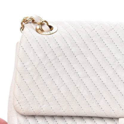 Chanel Calfskin Surpique Chevron Medium Flap White 16 of 21