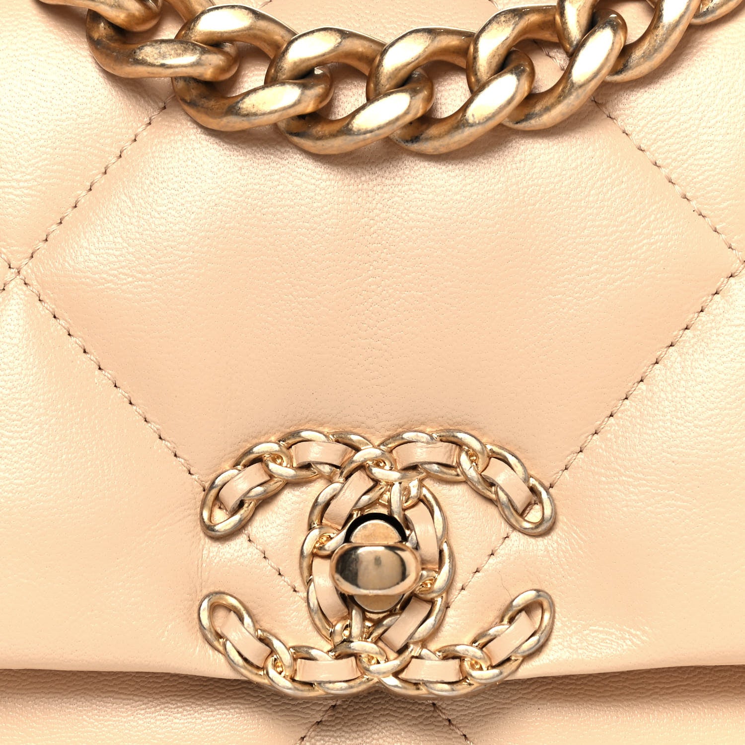Chanel Shiny Goatskin Quilted Medium Chanel 19 Flap Beige 8 of 14