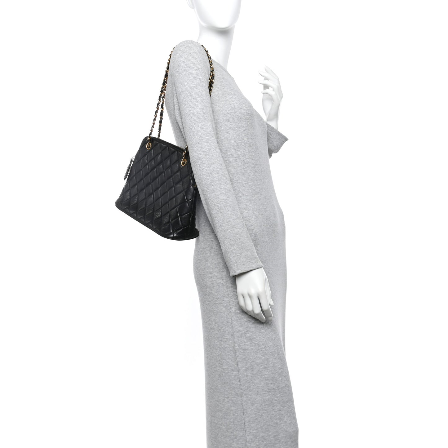 Lambskin Quilted Shoulder Bag Black