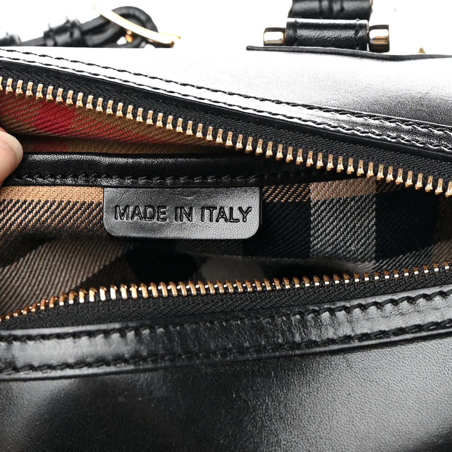 Polished Bridle Calfskin Studded Bag Black