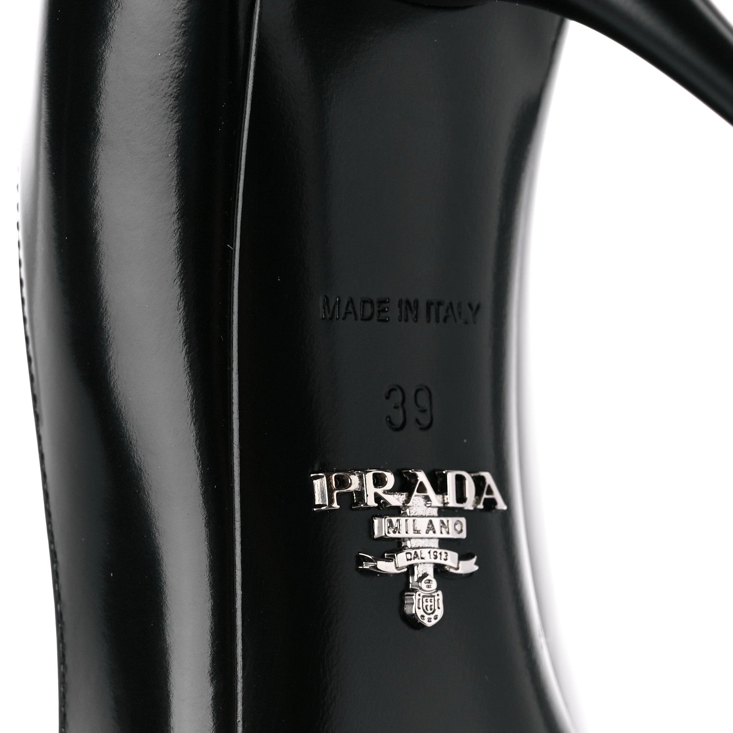 Prada Spazzolato Metal Triangle Logo Pointed Toe 85mm Pumps 39 Black 6 of 8
