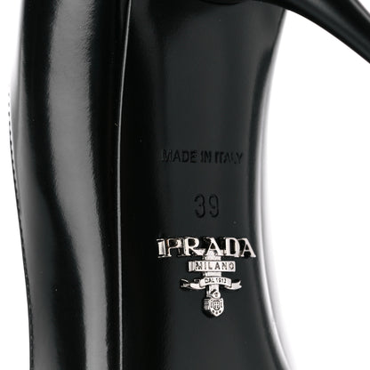 Prada Spazzolato Metal Triangle Logo Pointed Toe 85mm Pumps 39 Black 6 of 8