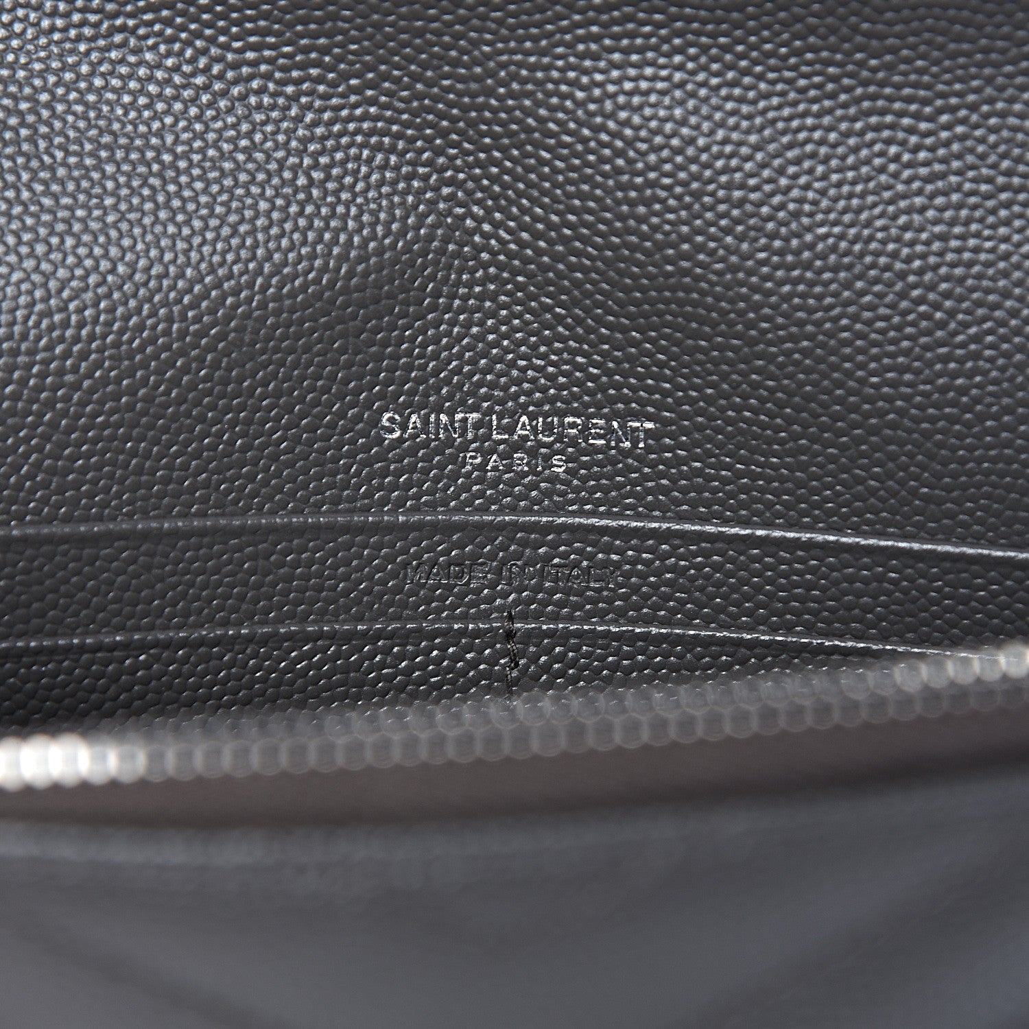 Saint Laurent Grain De Poudre Matelasse Chevron Monogram Envelope Chain Wallet Coal 8 of 10