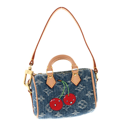 Louis Vuitton LV X TM Monogram Denim Cerises Micro Speedy Bag Charm Blue 1 of 7