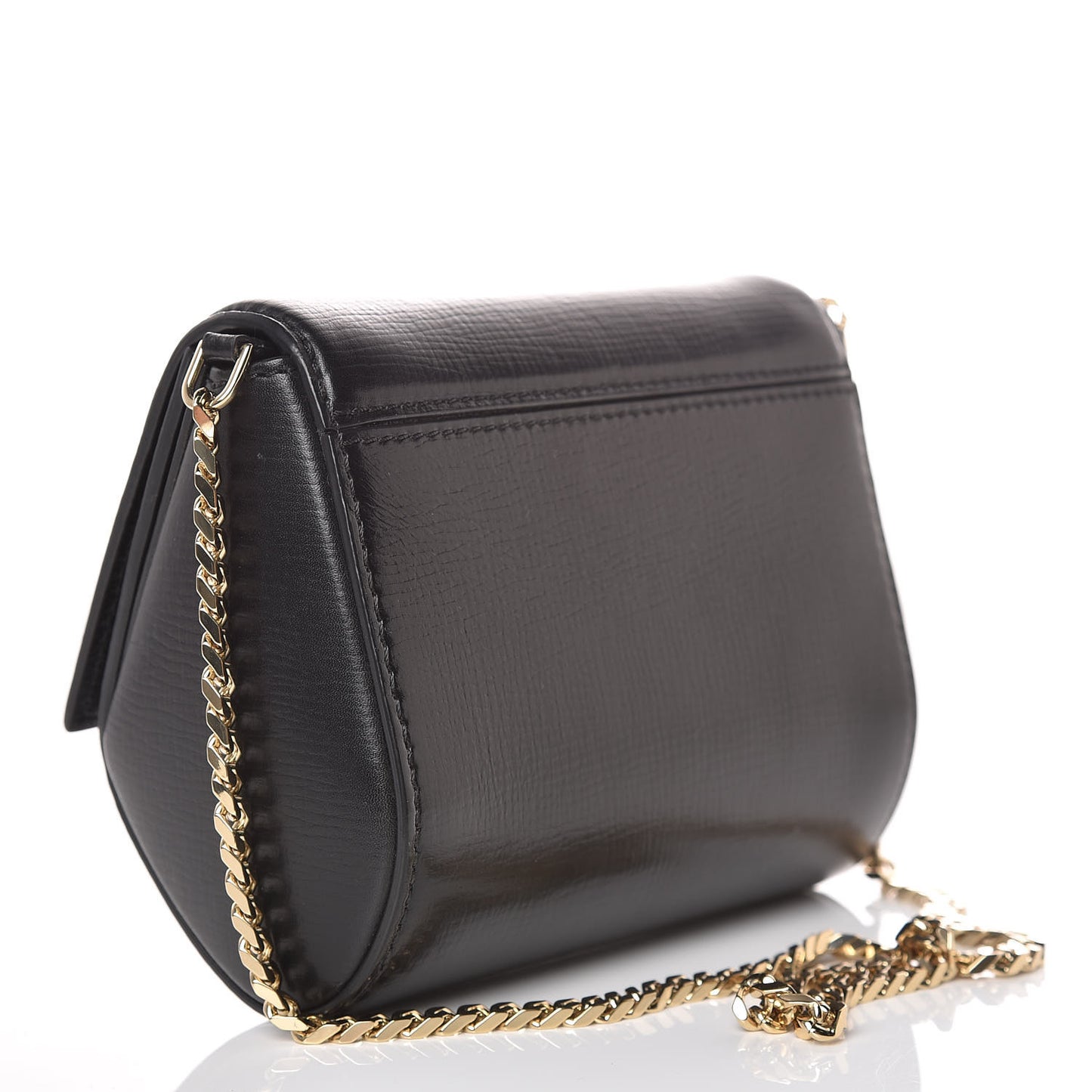 Textured Calfskin Micro Pandora Box Clutch Black