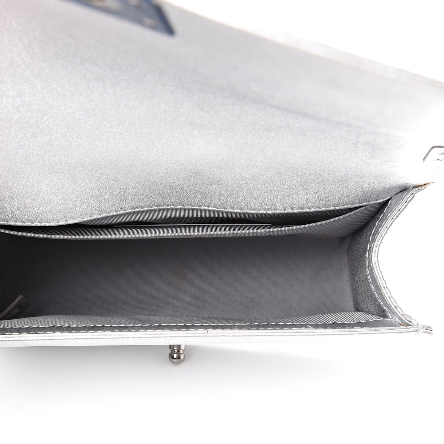 Metallic Perforated Lambskin Quilted Medium Boy Flap Argent