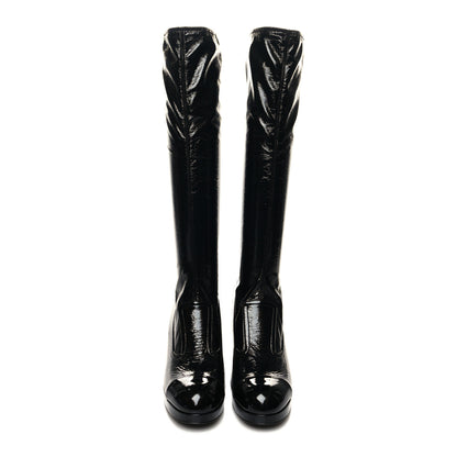 Chanel Crumpled Patent High Boots 41 Black 2 of 8