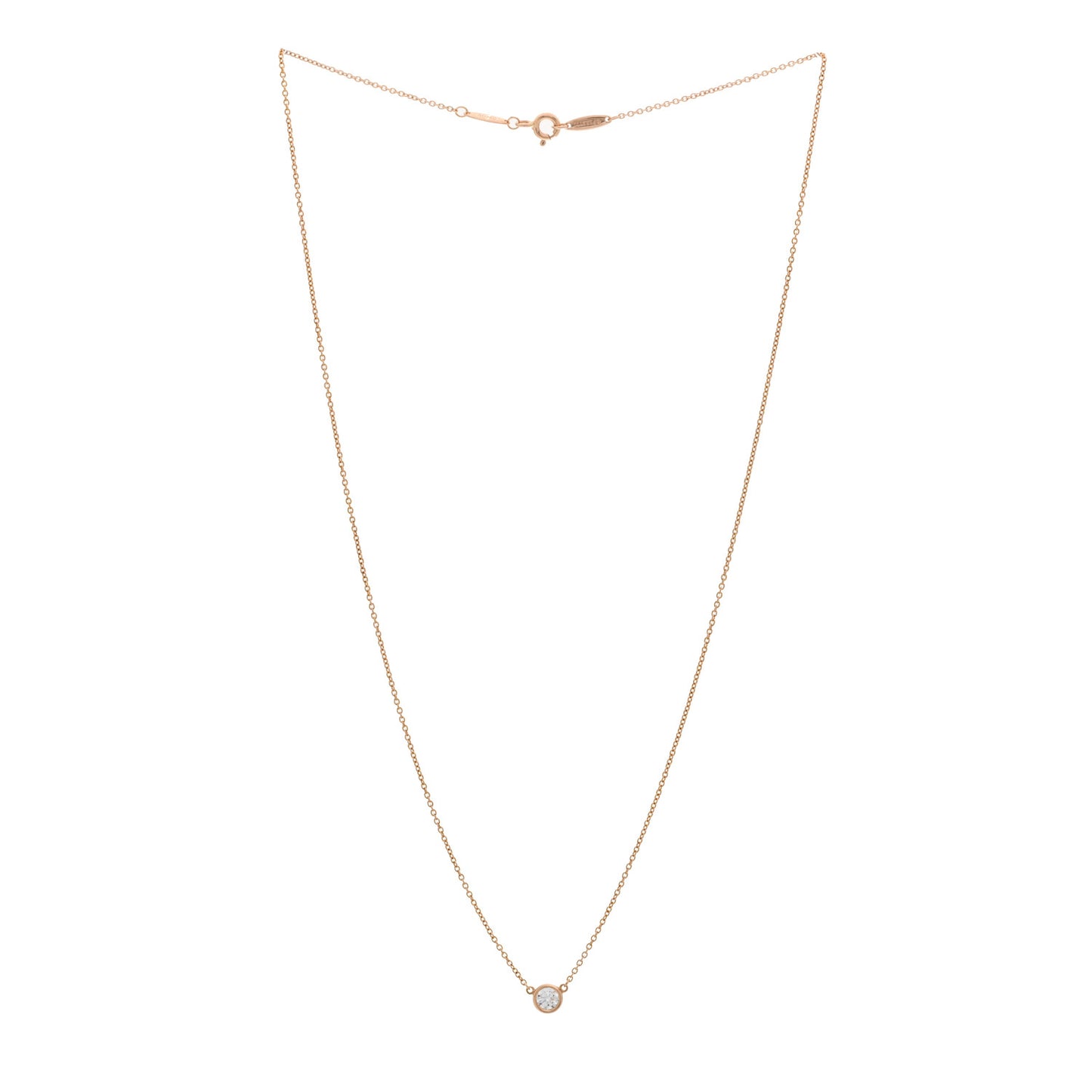 18K Rose Gold Diamond .25ct Elsa Peretti Diamonds by the Yard Pendant Necklace