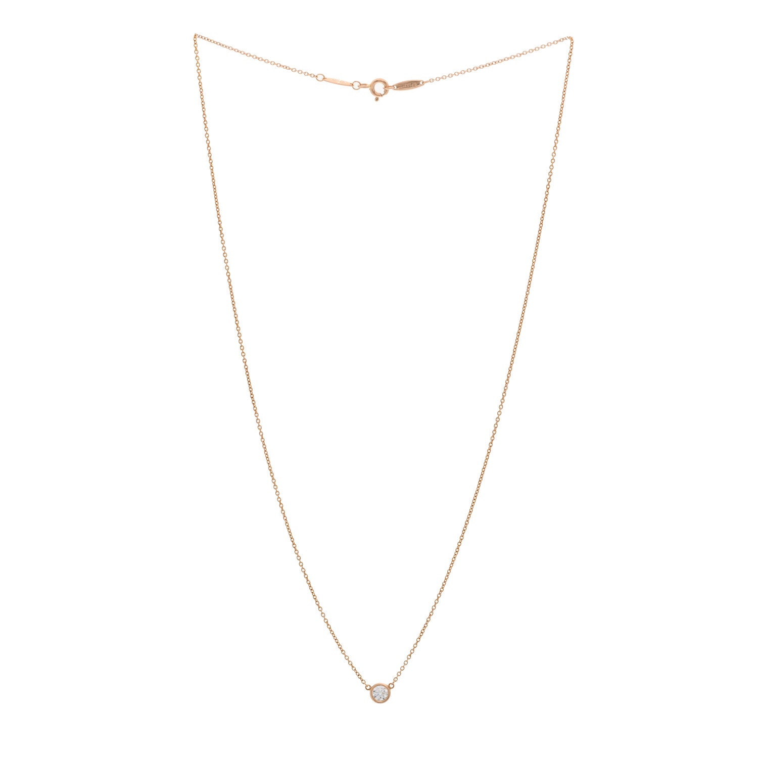 Tiffany 18K Rose Gold Diamond .25ct Elsa Peretti Diamonds by the Yard Pendant Necklace 3 of 6