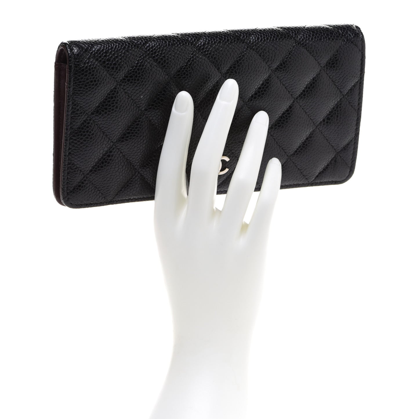 Caviar Quilted Yen Wallet Black