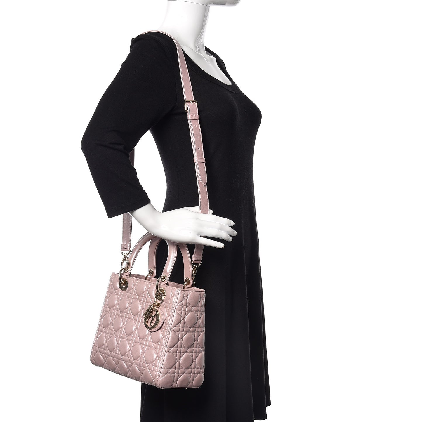 Pearly Lambskin Cannage Medium Lady Dior Lotus